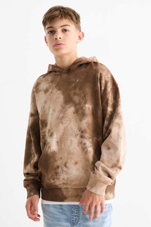Kinder Buben - Hoodie - gemustert - dunkelbraun