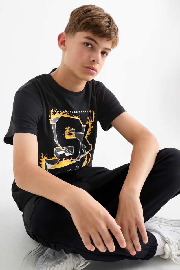 Copii - Băieți - Skater - tricou cu mânecă scurtă - negru