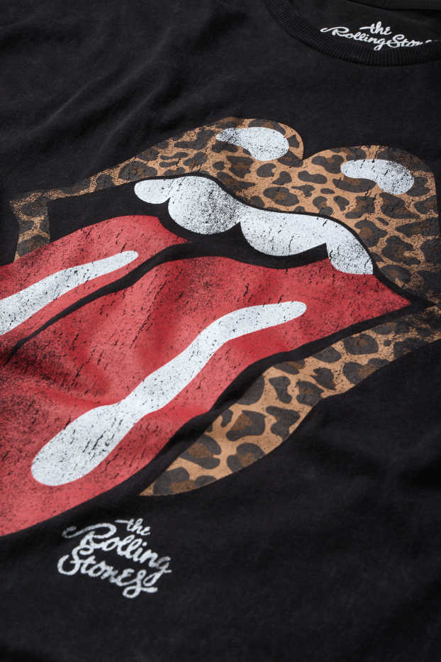Dames - T-shirt - oversized - Rolling Stones - zwart