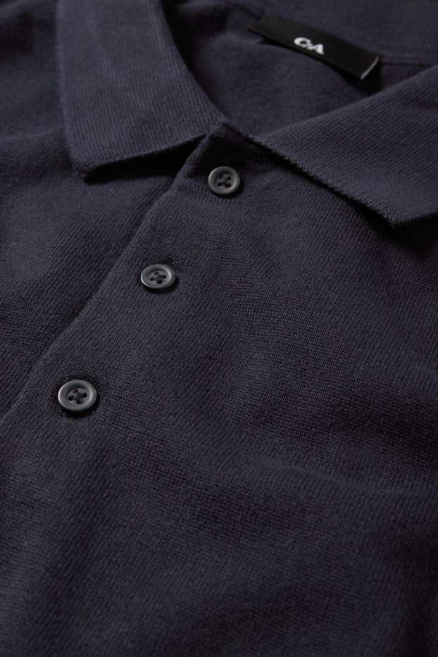 Herren - Strick-Poloshirt - dunkelblau