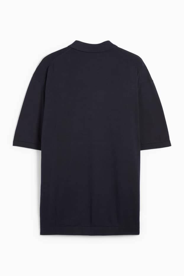 Herren - Strick-Poloshirt - dunkelblau