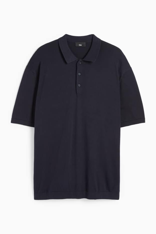 Herren - Strick-Poloshirt - dunkelblau