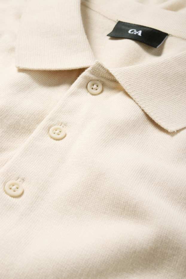 Herren - Strick-Poloshirt - beige