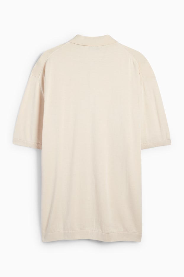 Herren - Strick-Poloshirt - beige