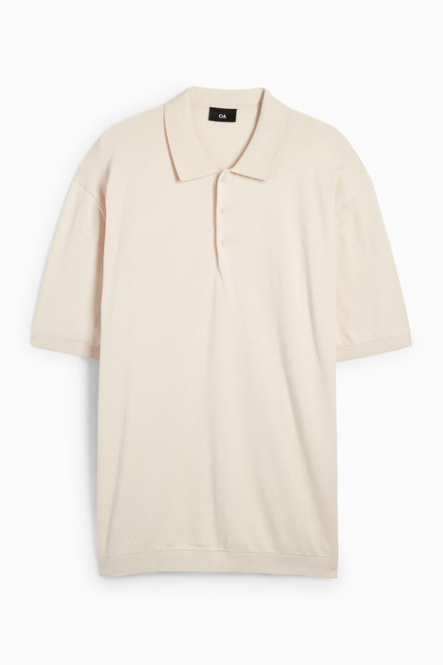 Herren - Strick-Poloshirt - beige