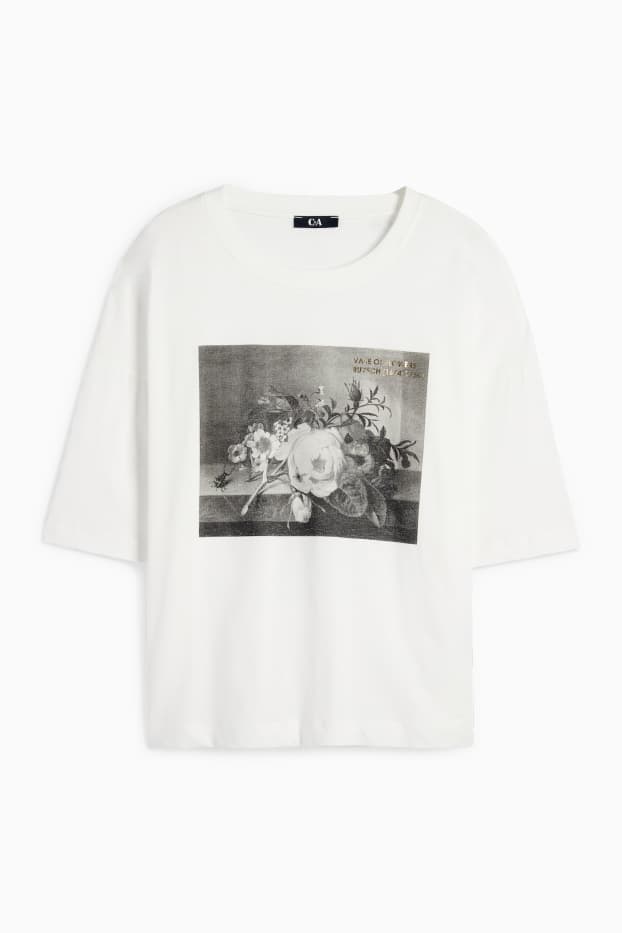 Dames - T-shirt - relaxed fit - Rachel Ruysch - wit