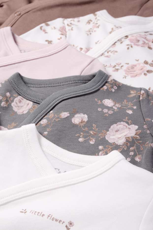 Baby Girls - Multipack of 5 - floral - wrapover baby bodysuit - cremewhite