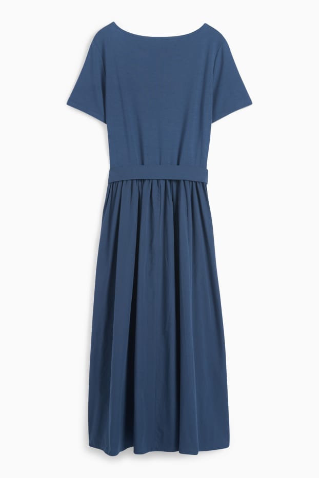 Femei - Rochie fit & flare cu curea - albastru închis