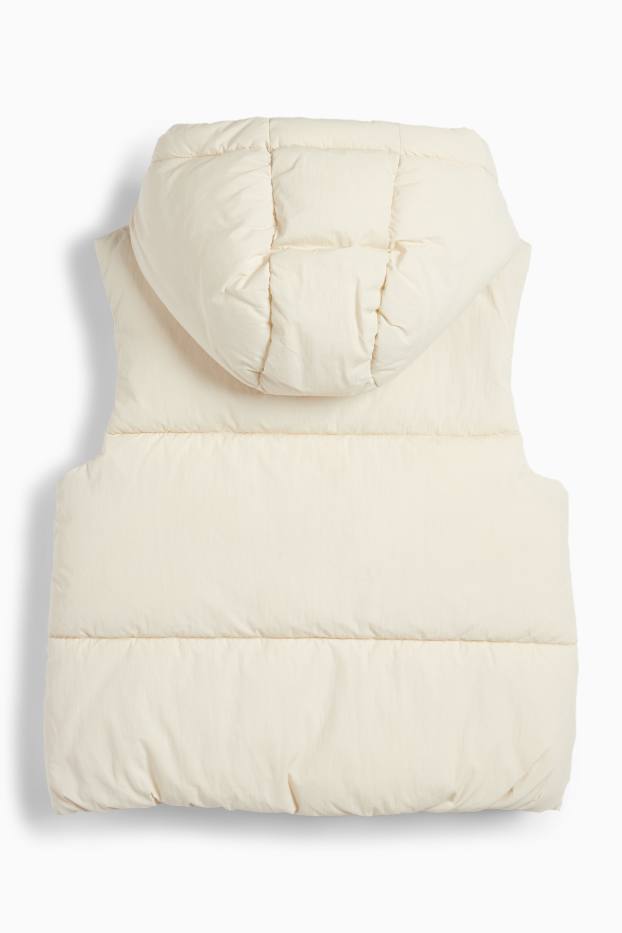 Kinderen: meisjes - Bodywarmer met capuchon - waterafstotend - crème wit