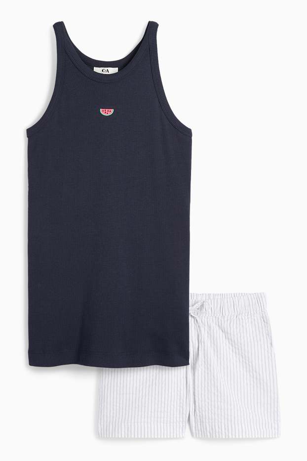 Damen - Shorty-Pyjama - dunkelblau