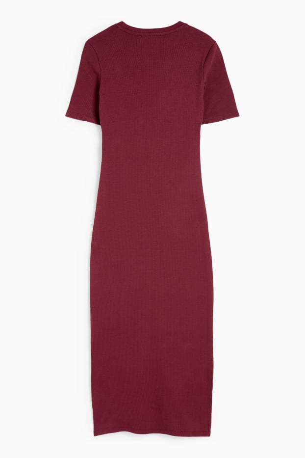 Kinder Mädchen - T-Shirt-Kleid - gerippt - bordeaux