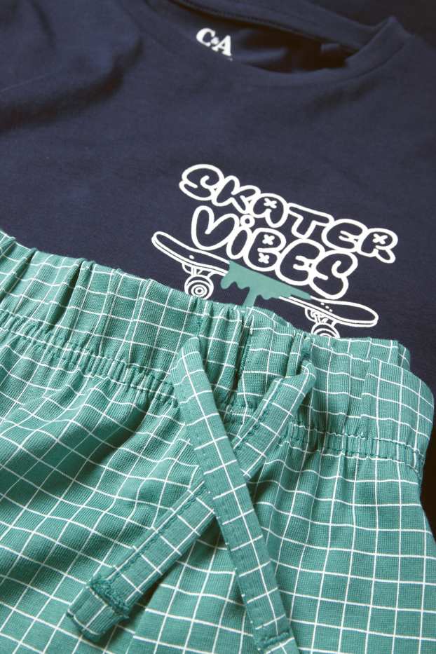 Enfants garçons - Skateur - pyjama - 2 pièces - bleu foncé