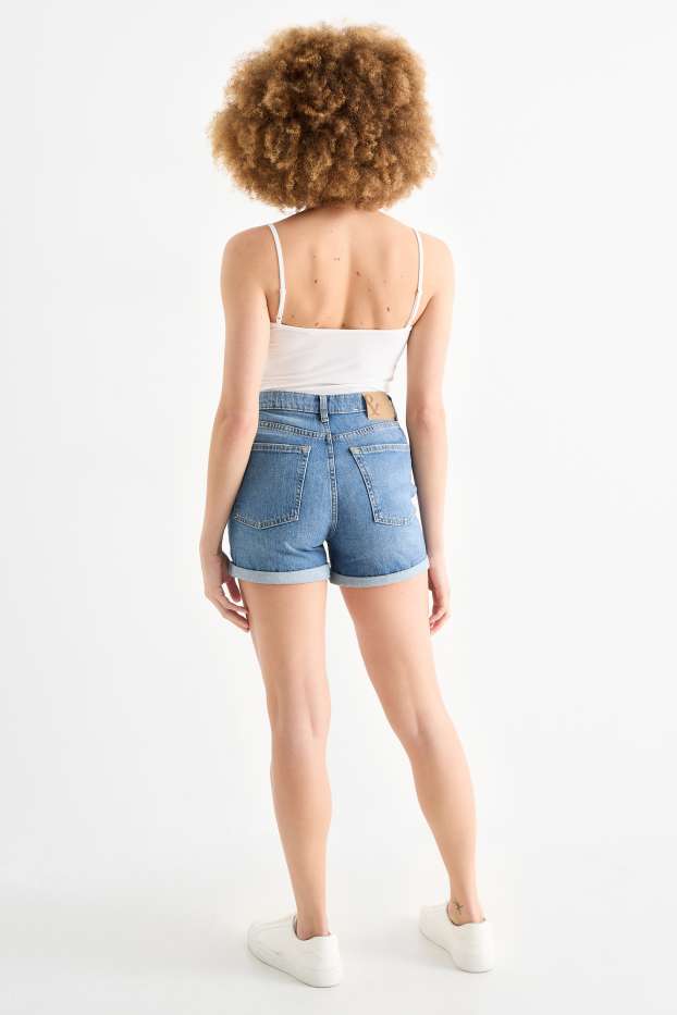 Femmes - Mom short - high waist - LYCRA® - jean bleu