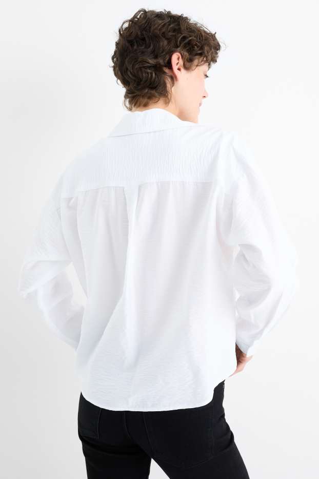 Damen - Bluse mit Knotendetail - weiß