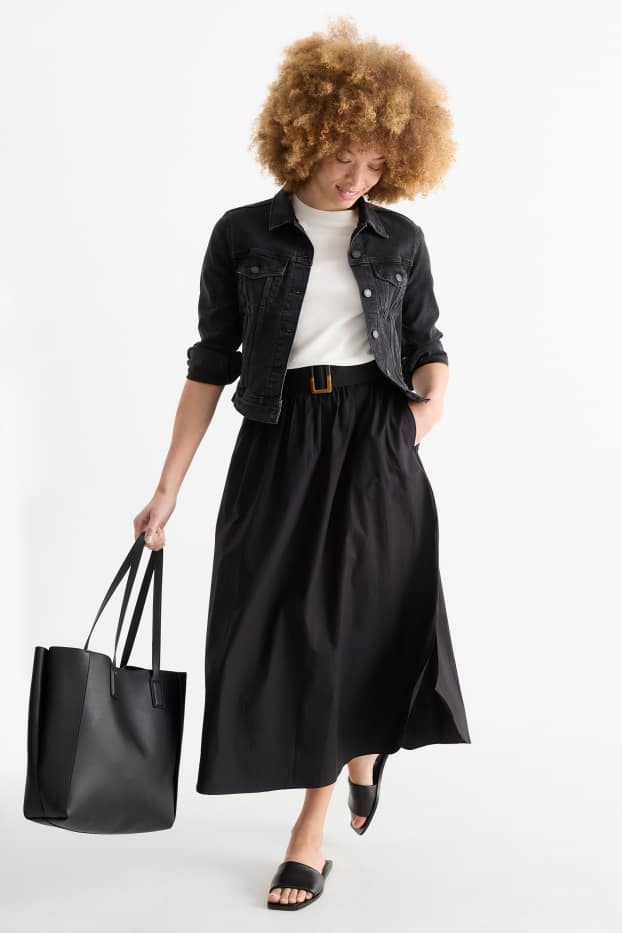 Women - Skirt with belt - black