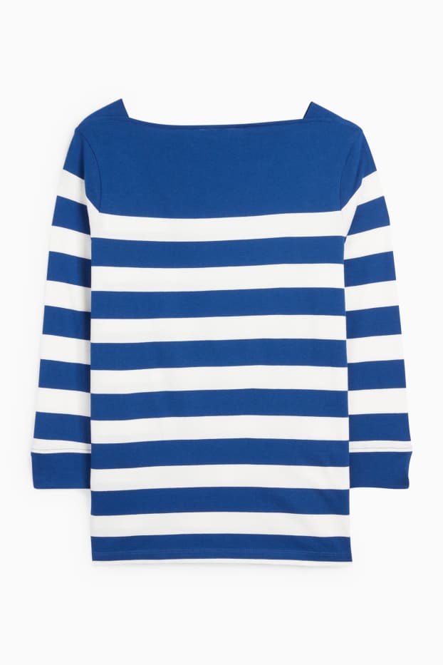 Mujer - Camiseta de manga larga - de rayas - azul / blanco