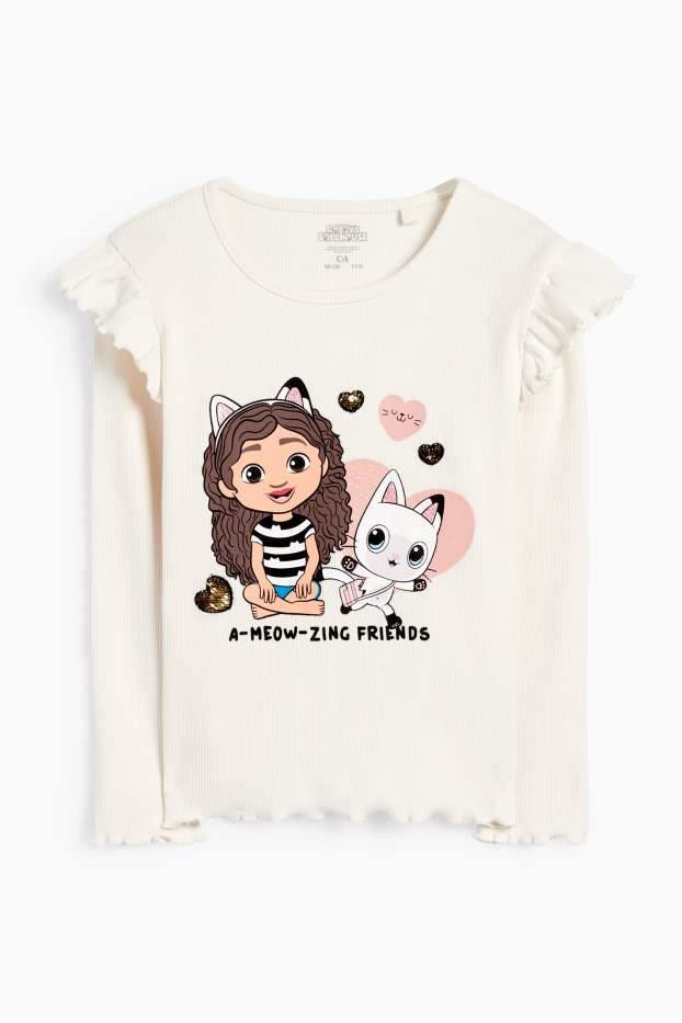 Kinder Mädchen - Gabby's Dollhouse - Langarmshirt - gerippt - cremeweiß