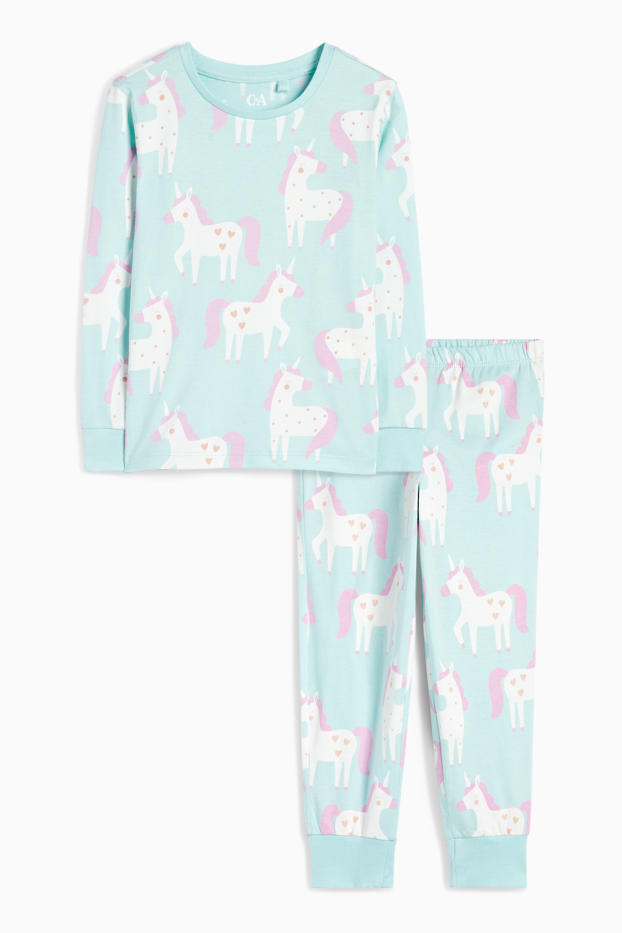 Kinderen: meisjes - Eenhoorn - pyjama - 2-delig - mintgroen