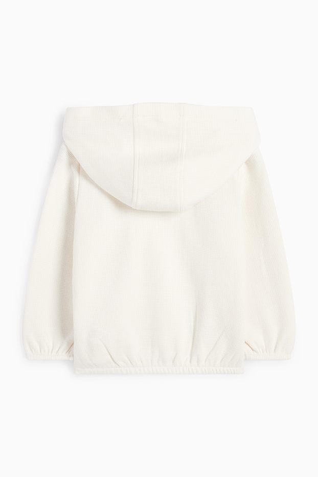 Baby: meisjes - Babysweatvest met capuchon - met structuur - crème wit