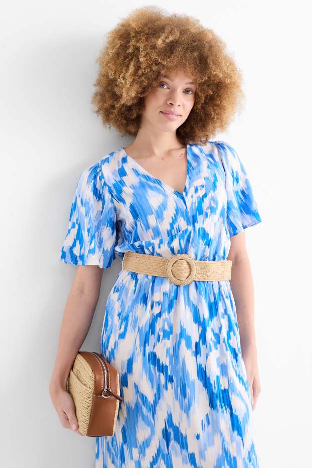 Damen - Stroh-Umhängetasche mit abnehmbarem Taschengurt - beige