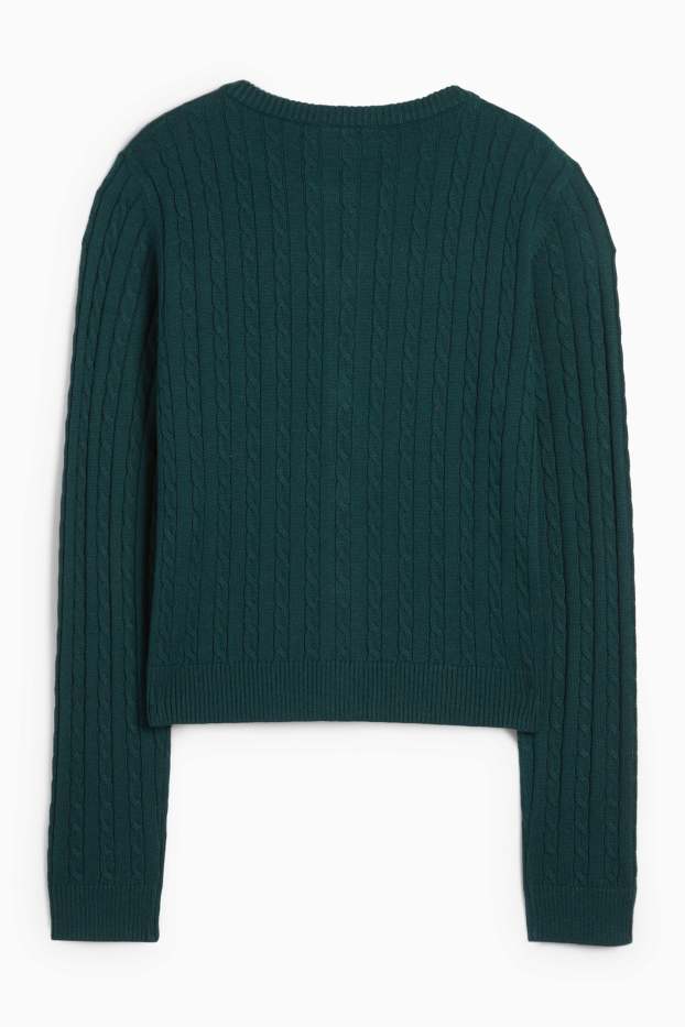 Mujer - Cárdigan - de ochos - verde oscuro