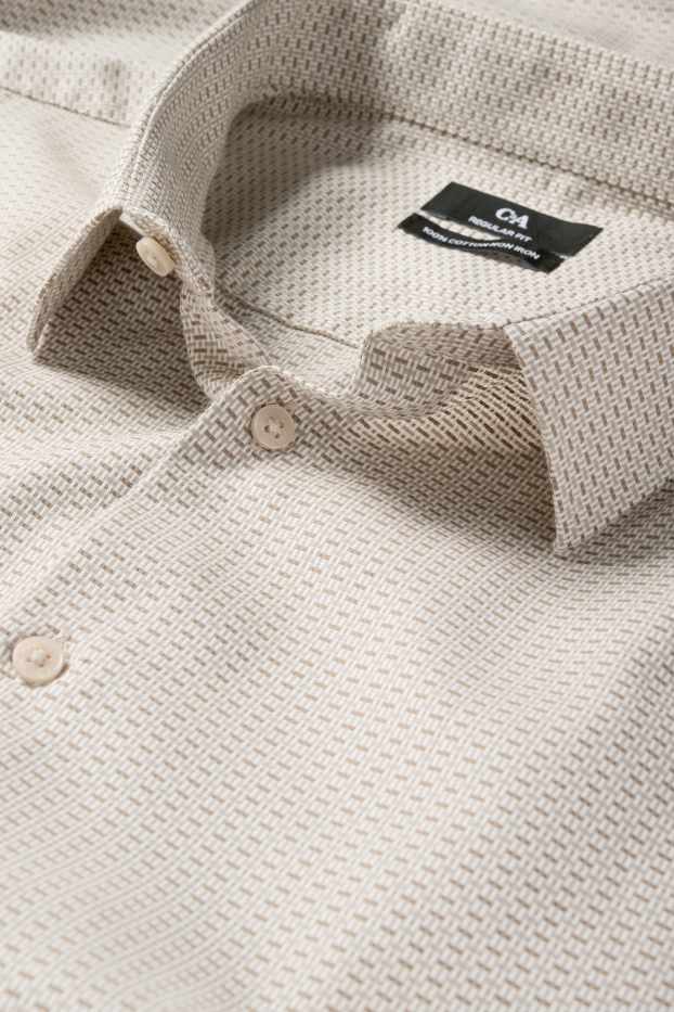 Hombre - Camisa de oficina - regular fit - Kent - no necesita planchado - estampada - beis