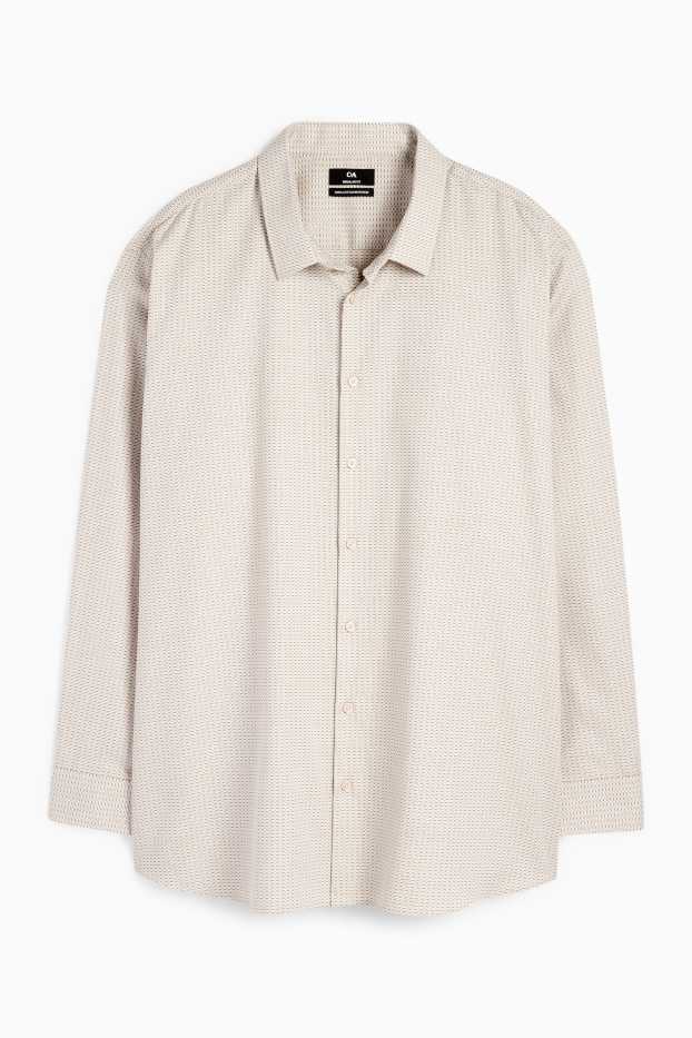 Hombre - Camisa de oficina - regular fit - Kent - no necesita planchado - estampada - beis