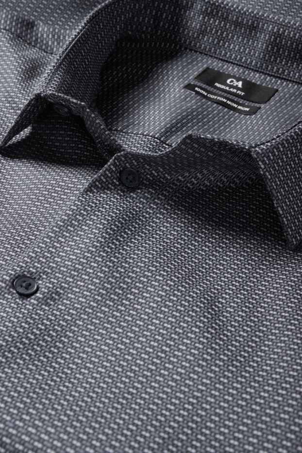 Hombre - Camisa de oficina - regular fit - Kent - no necesita planchado - estampada - gris