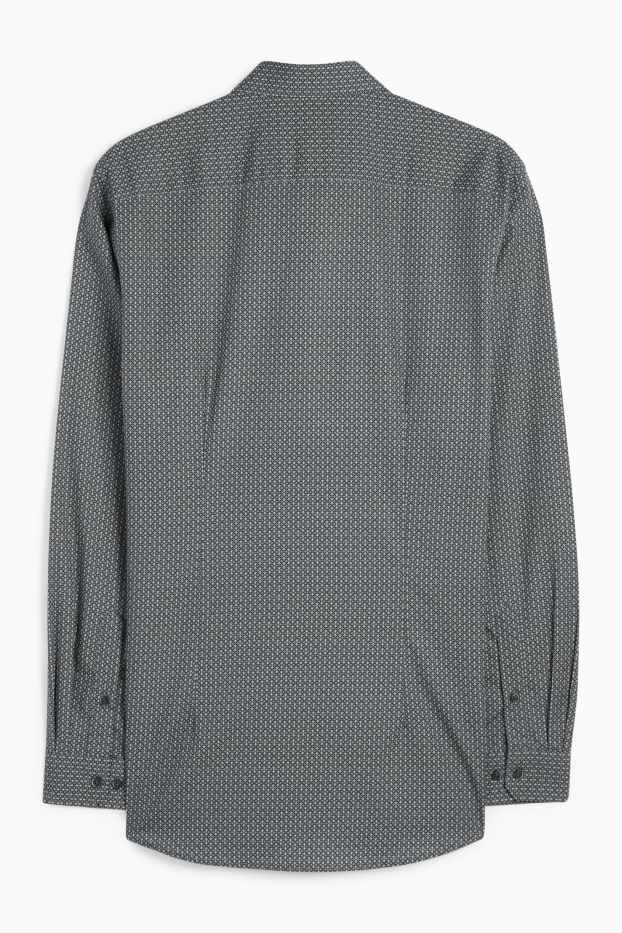 Hombre - Camisa de oficina - slim fit - Kent - de planchado fácil - estampado diminuto - verde oscuro