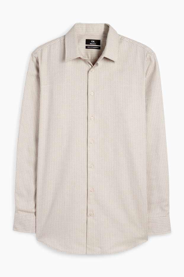 Hombre - Camisa de oficina - regular fit - Kent - no necesita planchado - estampada - beis