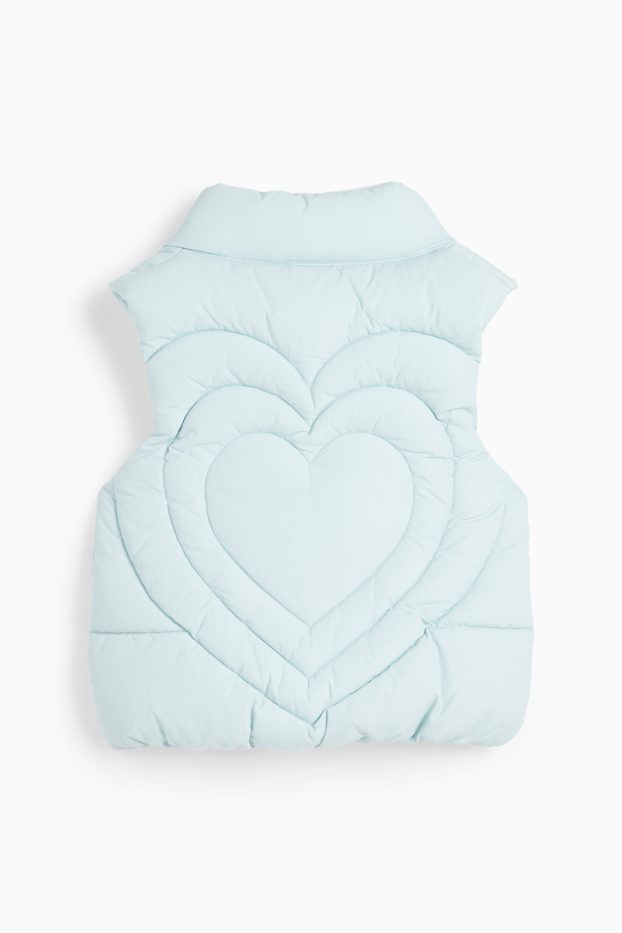 Kinderen: meisjes - Hart - bodywarmer - waterafstotend - lichtturquoise
