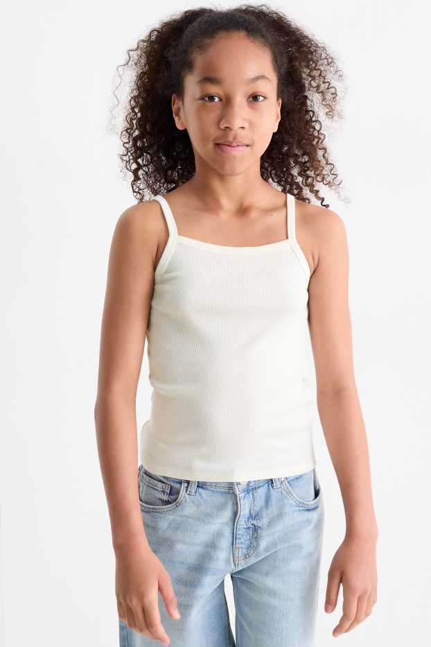 Děti - dívky - Souprava - svetr a top - 2dílná - světle žlutá