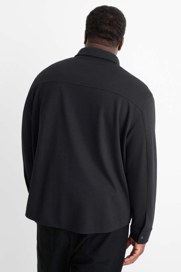 Pánské - Košile - relaxed fit - kent - černá