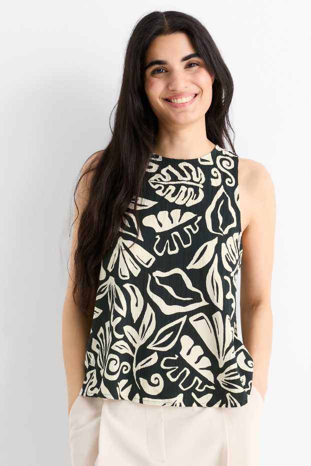 Mujer - Blusa sin mangas - estampado - negro / beis