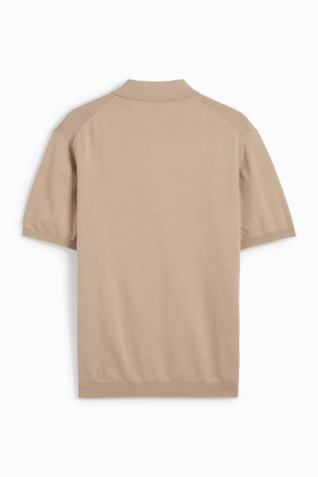 Herren - Strick-Poloshirt - Regular Fit - beige