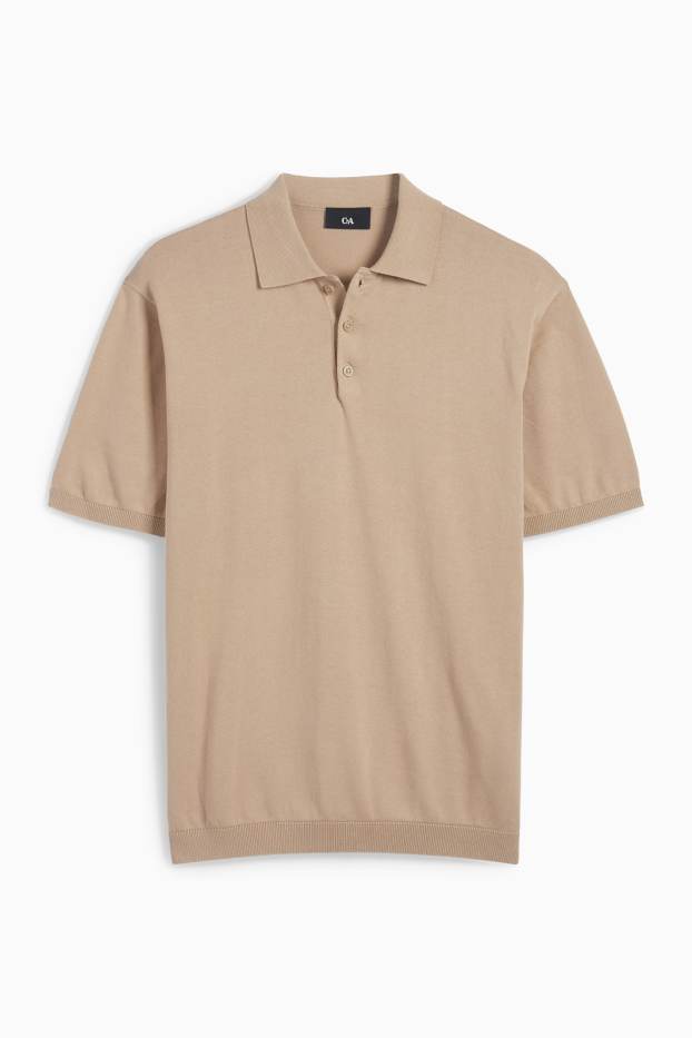 Herren - Strick-Poloshirt - Regular Fit - beige