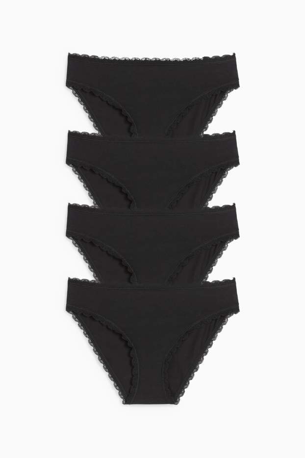 Dames - Set van 4 - slip - zwart