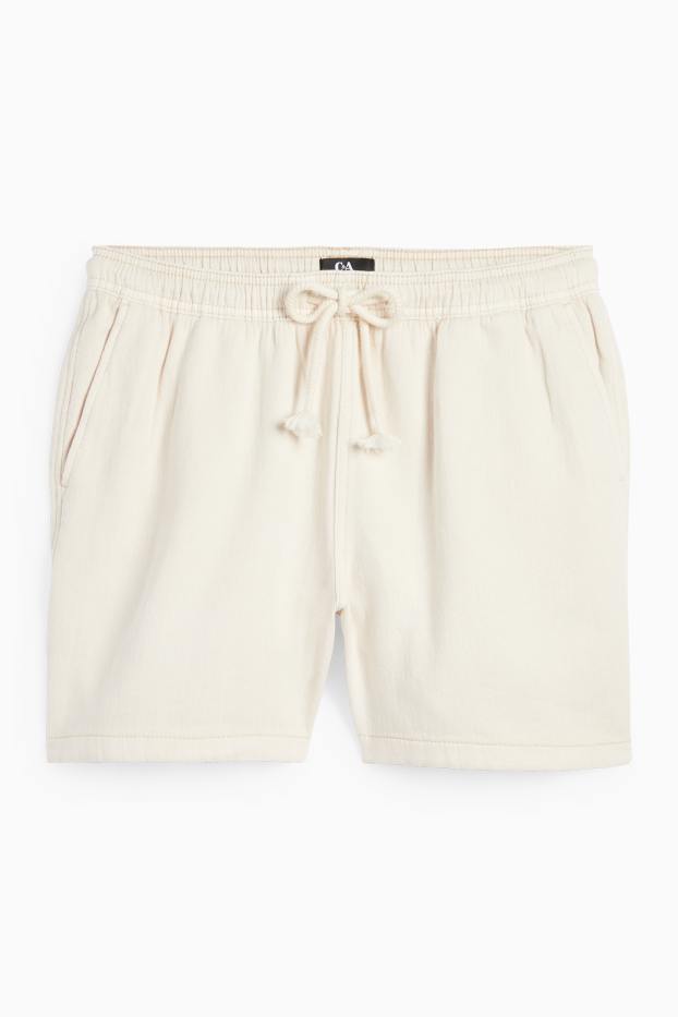 Dames - Korte broek - mid waist - crèmekleurig