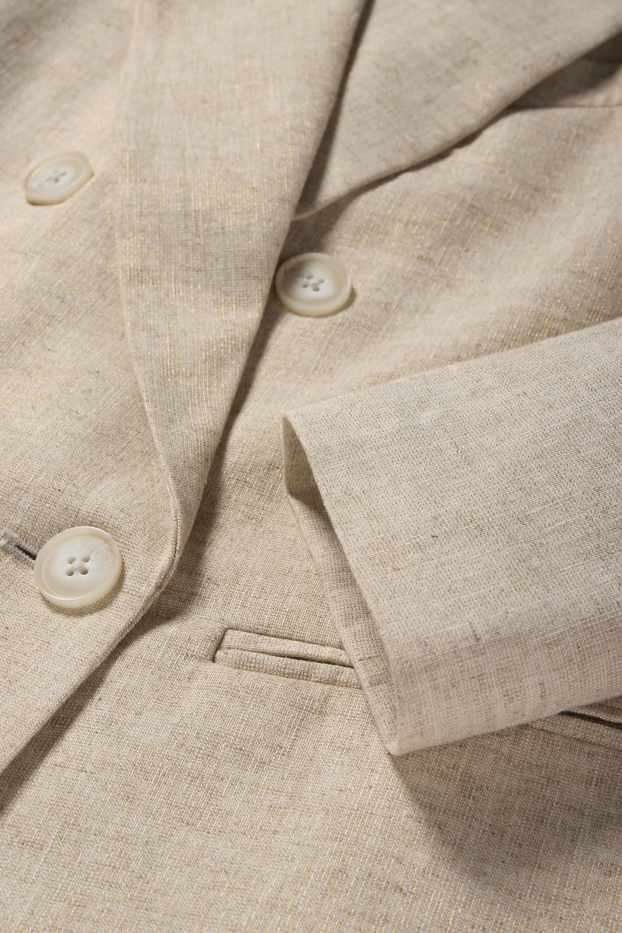 Femmes - Blazer de bureau - regular fit - lin mélangé - beige / or