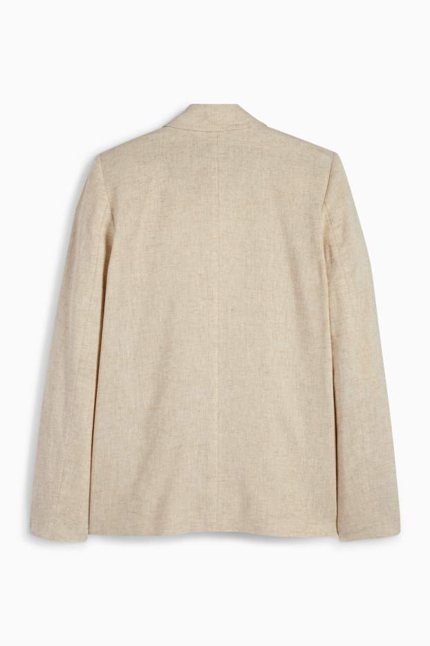 Femmes - Blazer de bureau - regular fit - lin mélangé - beige / or