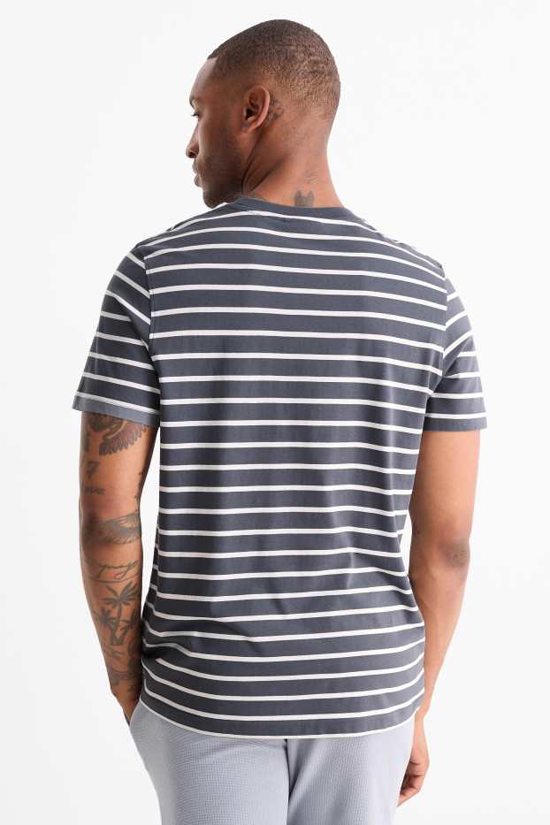 Hommes - T-shirt - regular fit - à rayures - gris foncé