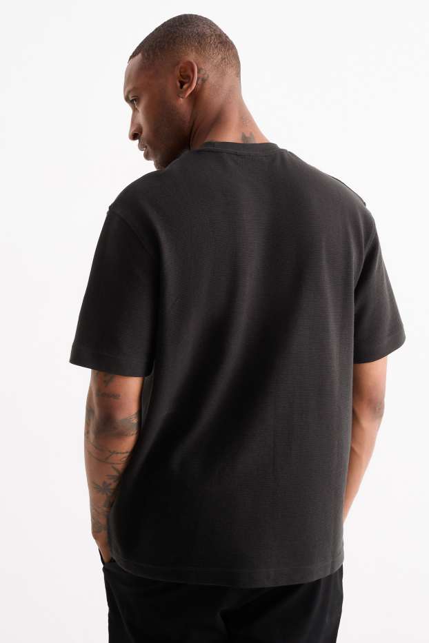 Uomo - T-shirt - relaxed fit - a coste - nero
