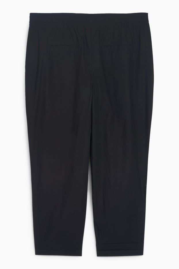 Damen - Stoffhose - Mid Waist - Tapered Fit - schwarz