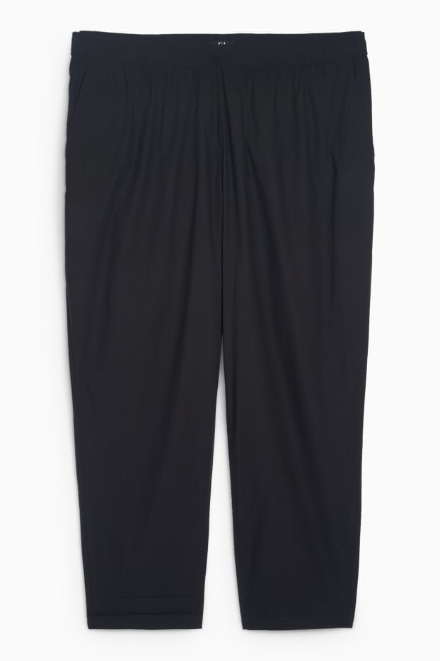 Damen - Stoffhose - Mid Waist - Tapered Fit - schwarz