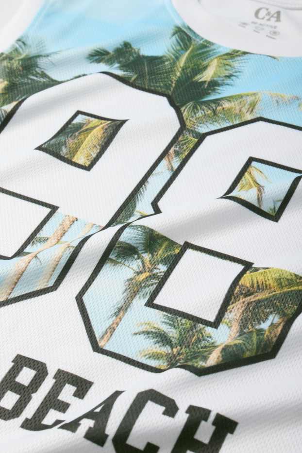 Enfants garçons - Palmiers - Haut de sport - blanc / bleu clair