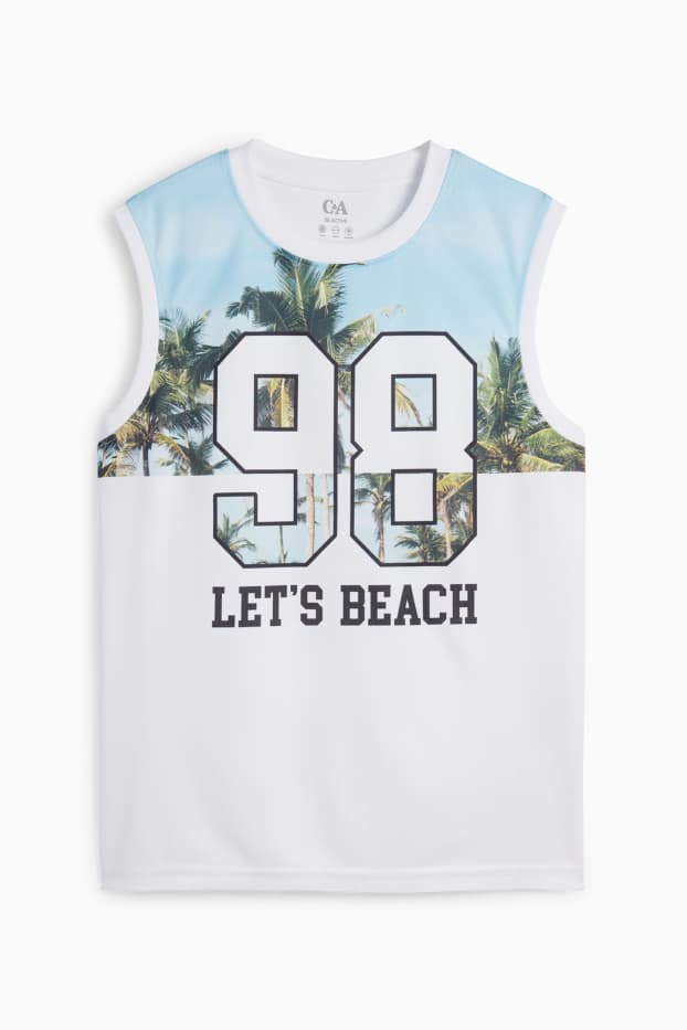 Enfants garçons - Palmiers - Haut de sport - blanc / bleu clair