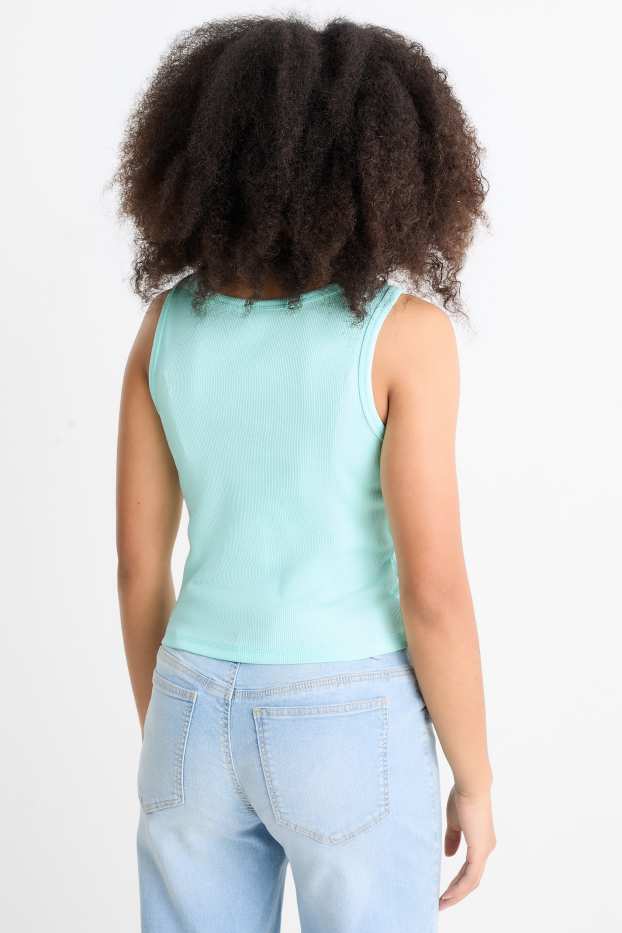 Children Girls - Cinnamoroll - top - ribbed - turquoise