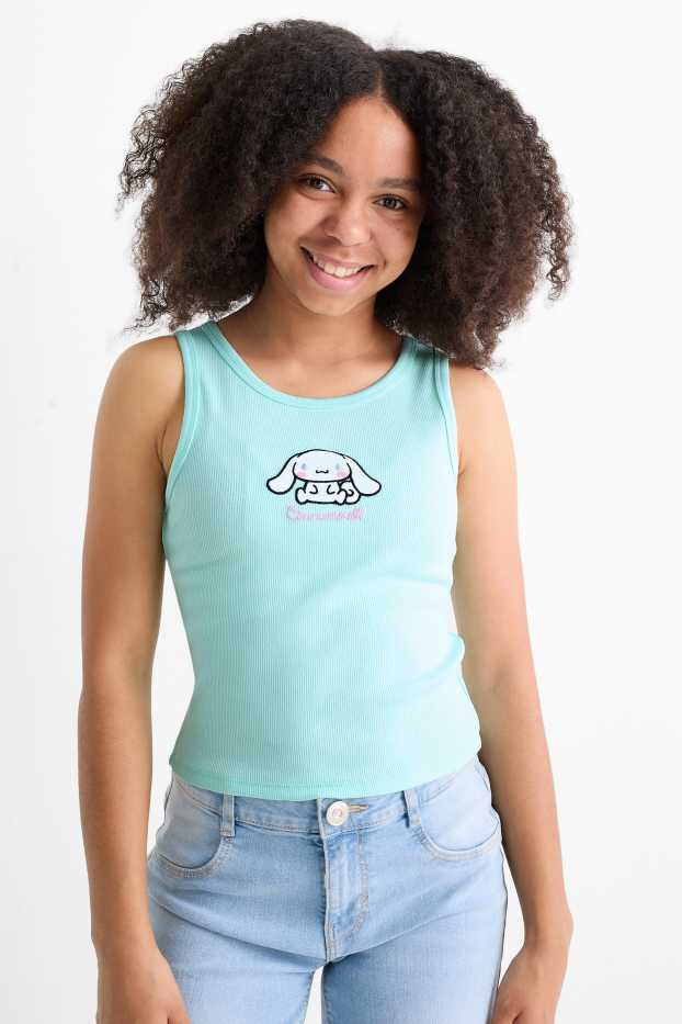 Children Girls - Cinnamoroll - top - ribbed - turquoise