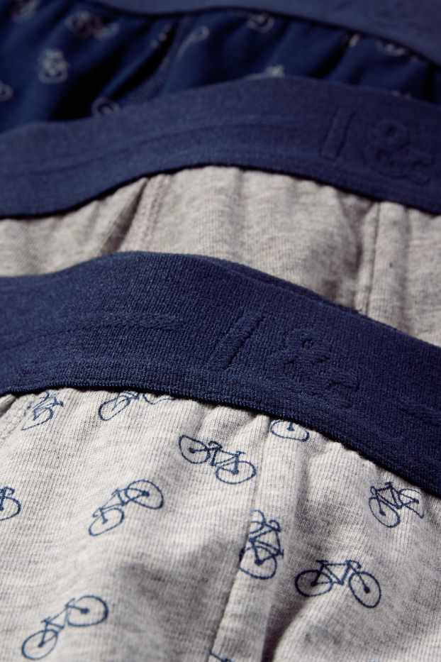 Herren - Multipack 3er - Trunks - gemustert - dunkelblau