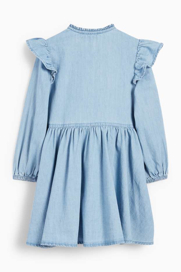 Kinder Mädchen - Blume - Jeanskleid - blau